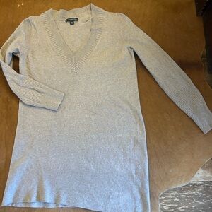 Banana Republic Luxury Cashmere Blend Tunic XL Taupe Soft Cozy Lg Sleeve V Neck